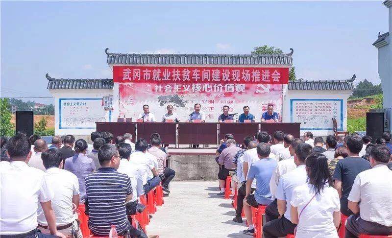 武冈市就业扶贫车间建设现场推进会在湾头桥镇世富村召开(图1)