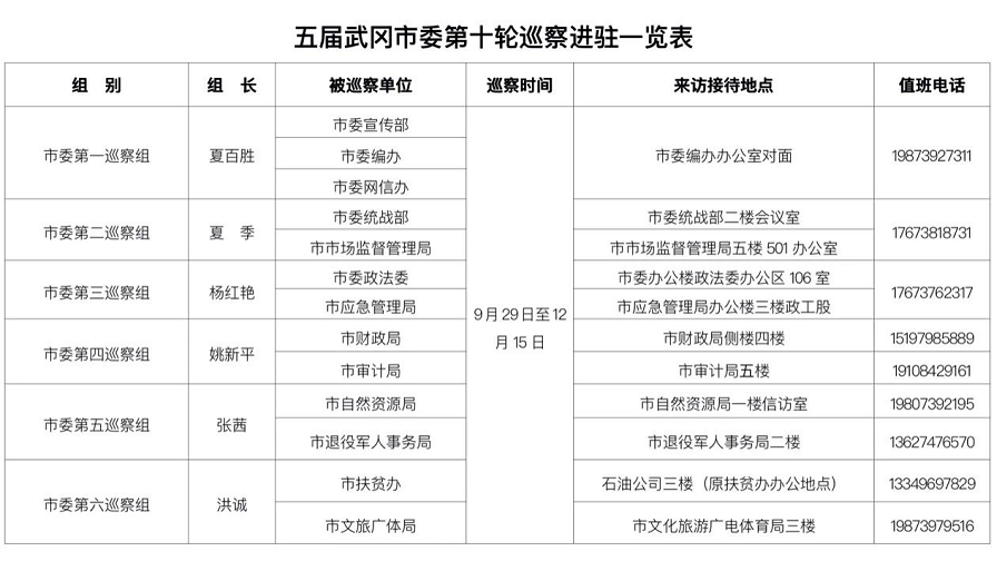 五届武冈市委第十轮巡察完成进驻(图1)